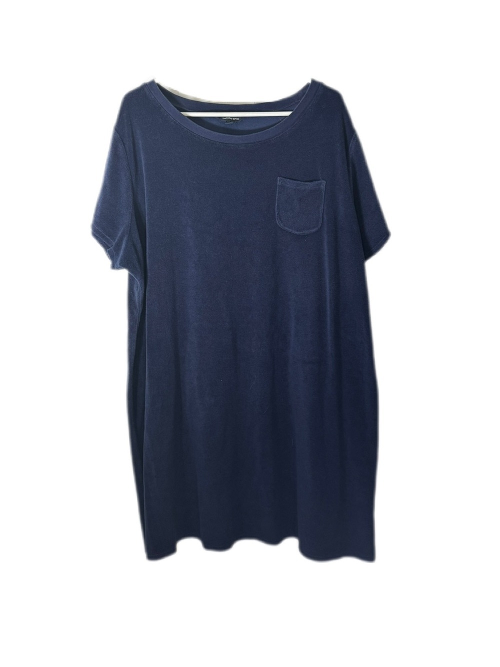 Lands' End Navy Short-Sleeve Terrycloth Tee Dress